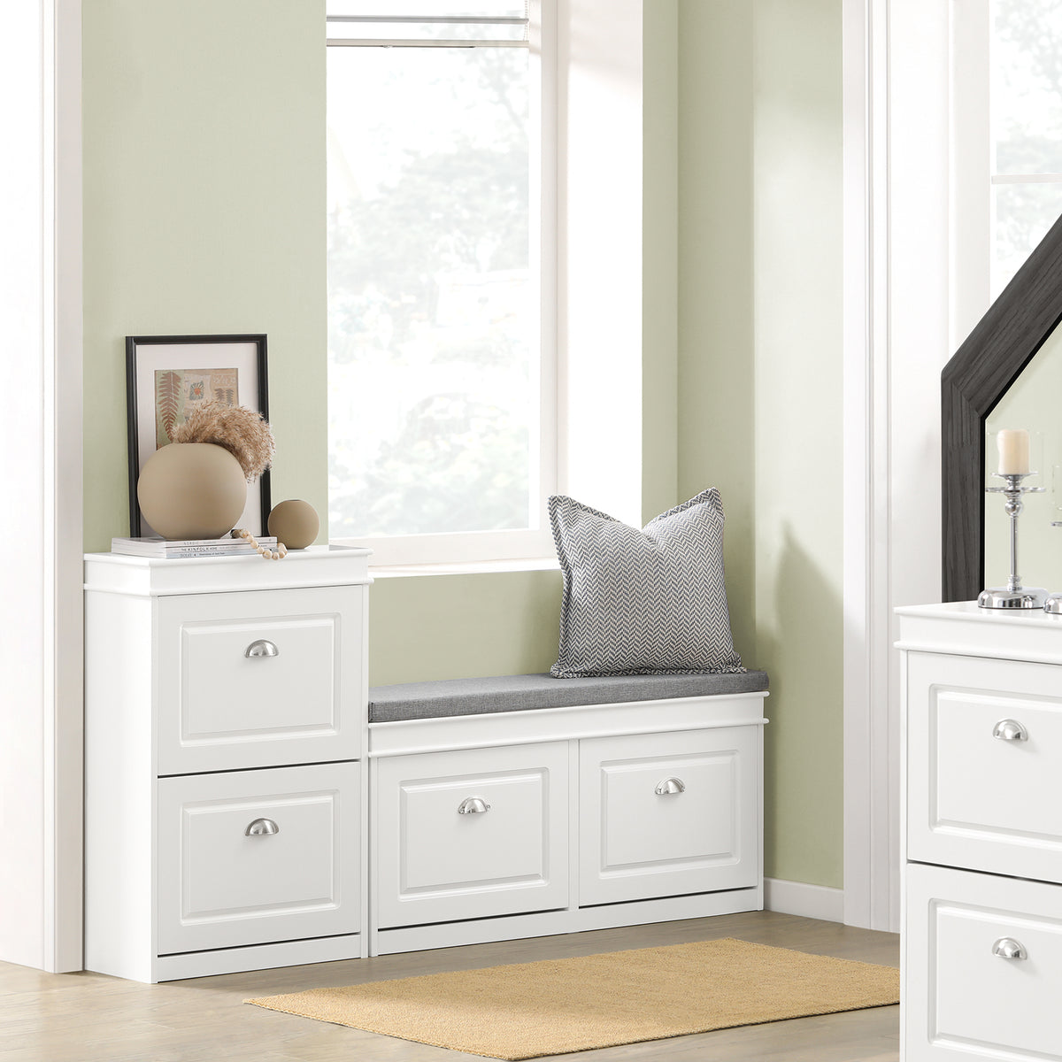 SoBuy Meuble à chaussures étroit avec 2 abattants - blanc - 24 x 60 x 102 cm