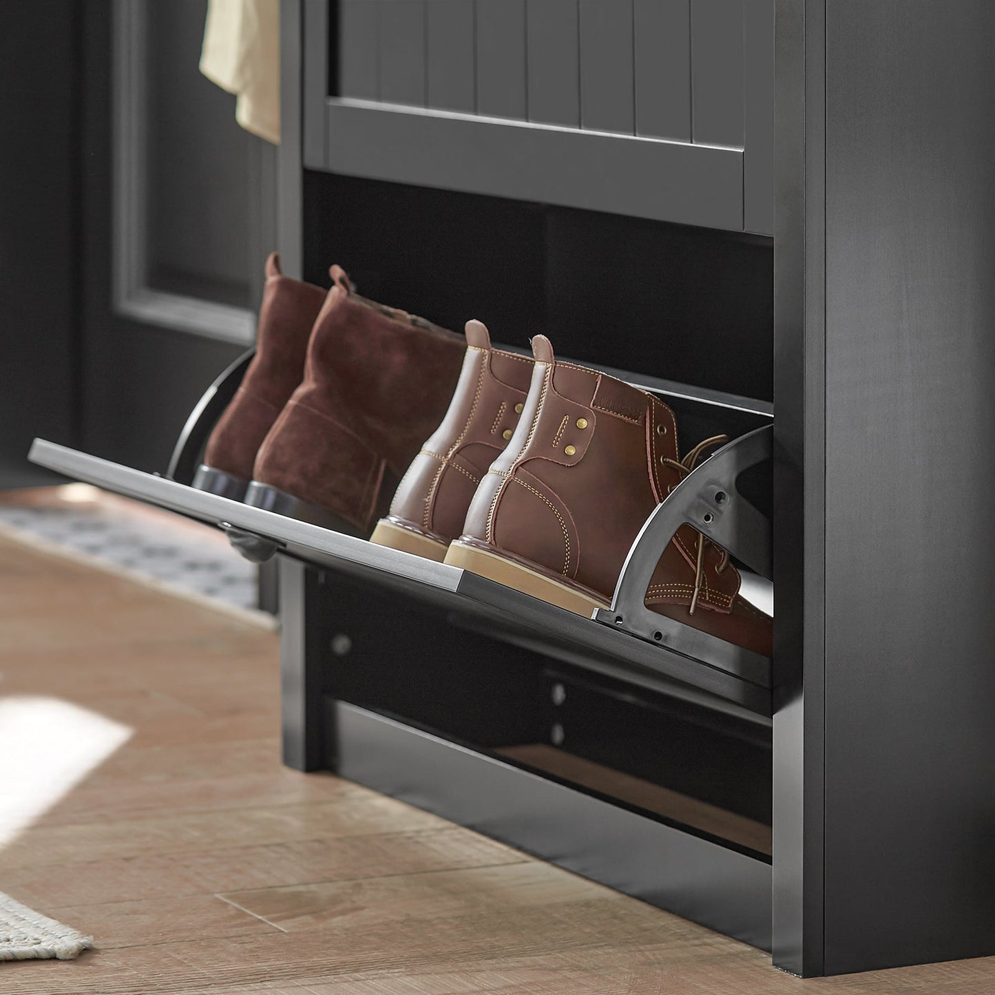 SoBuy Armoire à chaussures - 2 volets - 80 x 24 x 110 cm - Anthracite