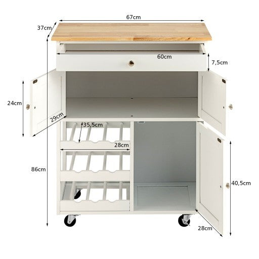Chariot de cuisine COAST en bois avec 3 planches à vin