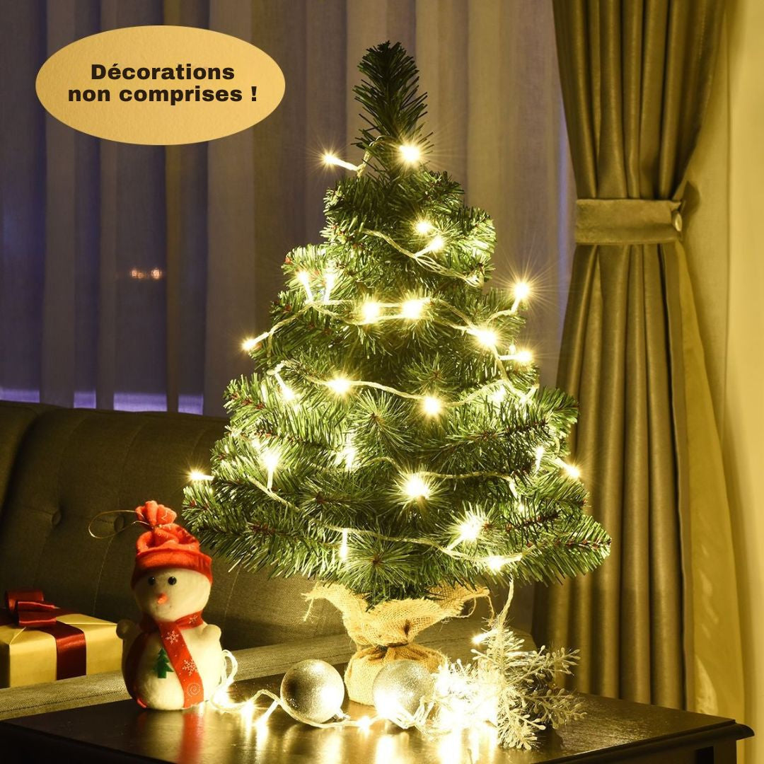 Sapin de Noël artificiel Coast, branches de pin en PVC - 60 cm - socle en ciment - branches réalistes - vert