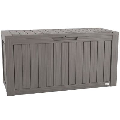 Boîte de rangement LifeGoods - Coussin Box S Storage Box - 117.5 x 47.5 x 59 cm - Capacité 300L et Deluxe Gas Spring and Reinforced Frame - Pour le jardin et la terrasse - Plastique gris