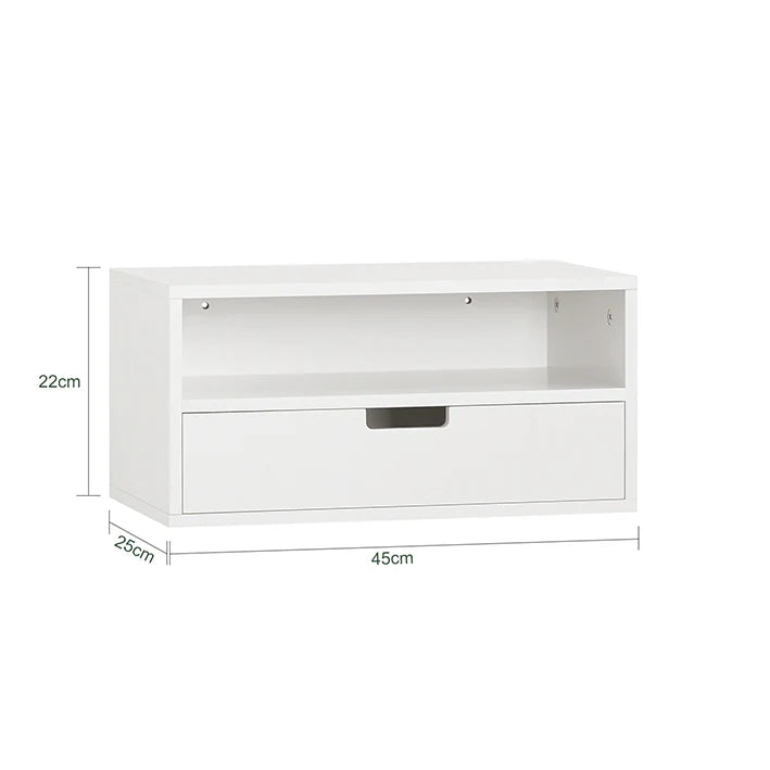 SoBuy - Table de nuit flottante - Armoire murale - 45x22x25cm - Blanc - NKD03-W