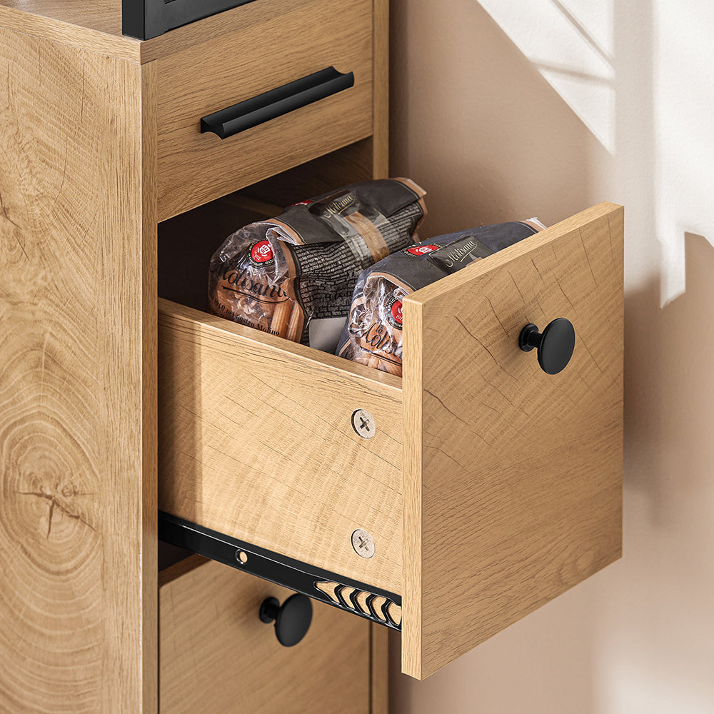 SoBuy NSR13-N Armoire de cuisine étroite sur roulettes - 40x20x170 cm - Couleur bois et métal noir