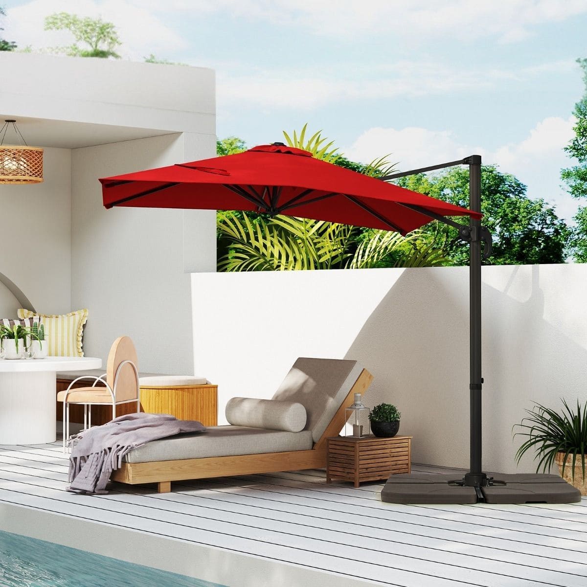 Coast Parasol flottant - Rectangulaire - 250 x 250 cm - Rouge