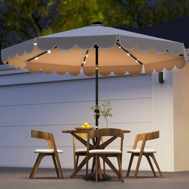 Parasol de jardin Coast avec LED solaire - Parasol inclinable avec pendule et 8 côtes