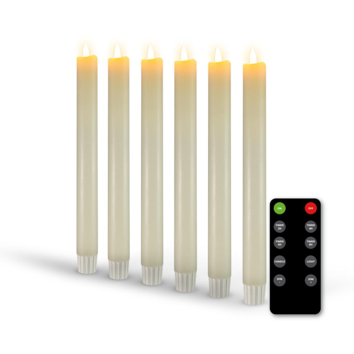 Flinq - Set de bougies couronne LED - 6 pièces - Anthracite - Avec télécommande - Dimmable