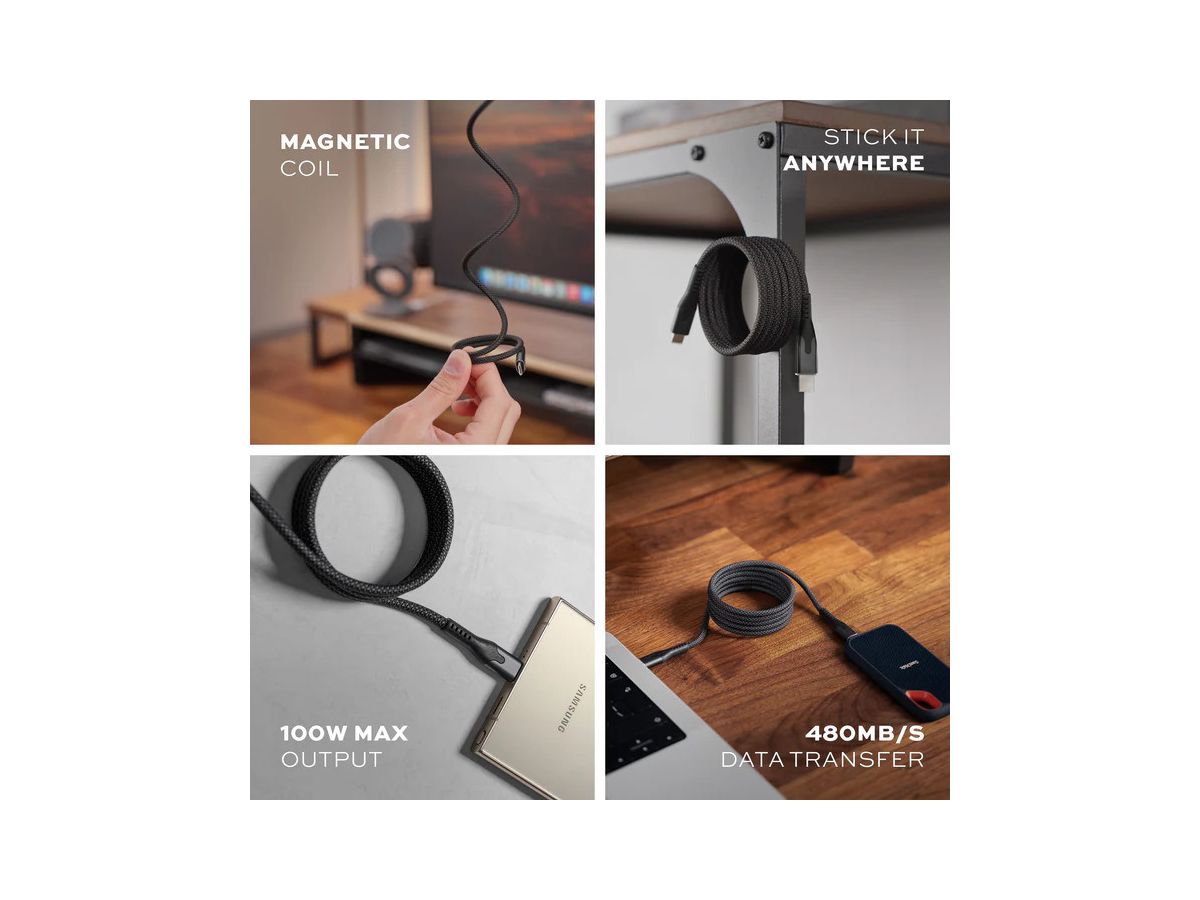 STATIK MagStack Pro 2.0 Câble magnétique USB-C - 1 m - 100W - Orange