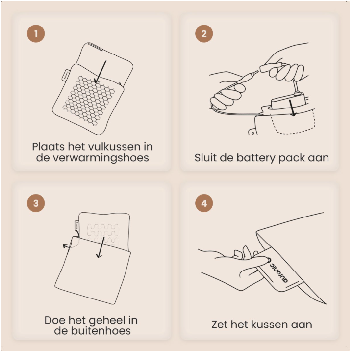 AURONIC AU3358 - Oreiller électrique - Classic 45x60 - Infrarouge - Coussin chauffant Vieux rose