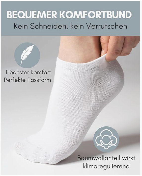 HELDENWERK - Chaussettes de sport et de baskets - 10 paires - Coton blanc - Respirant et sans couture - Taille 39-42 - Antidérapant et extra confortable - Unisexe