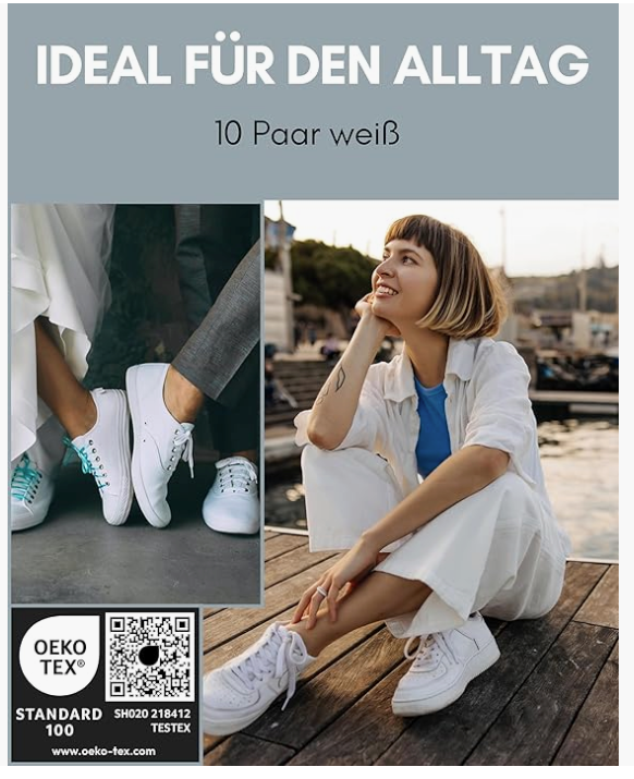 HELDENWERK - Ankle & Sneaker Socks - 10 Pairs - White Cotton - Breathable & Seamless - Size 47-50 - Anti-slip & Extra Comfort - Unisex