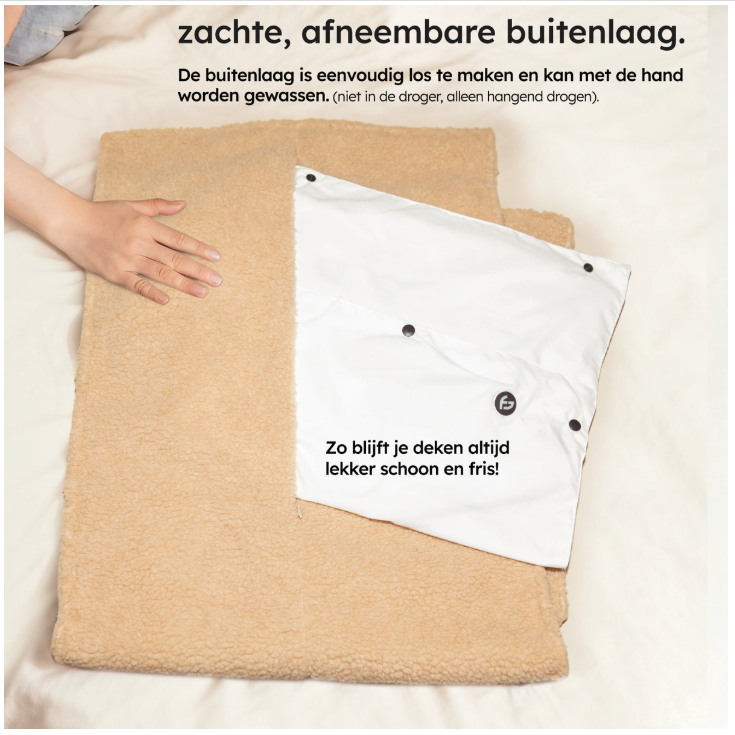 Saaf - Couverture chauffante et chauffage de siège - 40 x 110 cm - Beige Teddy - 3 niveaux de chaleur avec batterie 10 000 mAh - Chauffage sans fil et USB - Confort maximal
