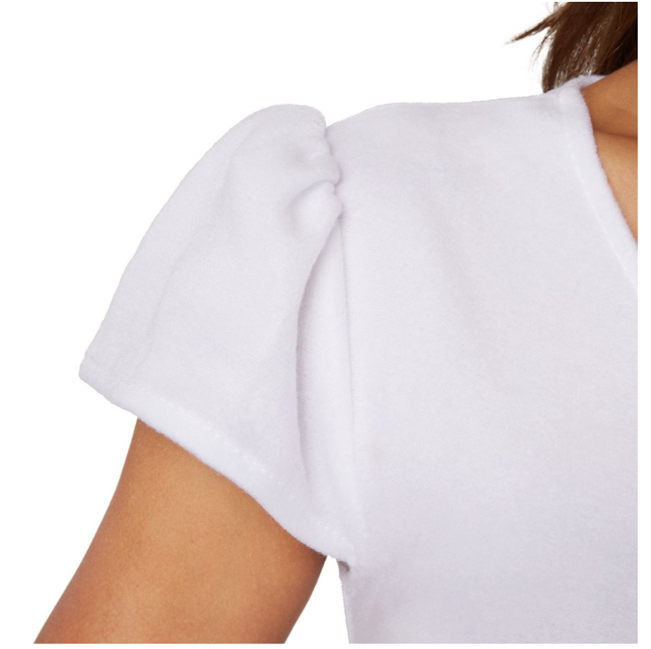 DressForFun - Costume de femme des neiges - Taille XXL - Polyester blanc - Robe en peluche avec gros boutons - Confortable et douce - Robe de carnaval pour dames