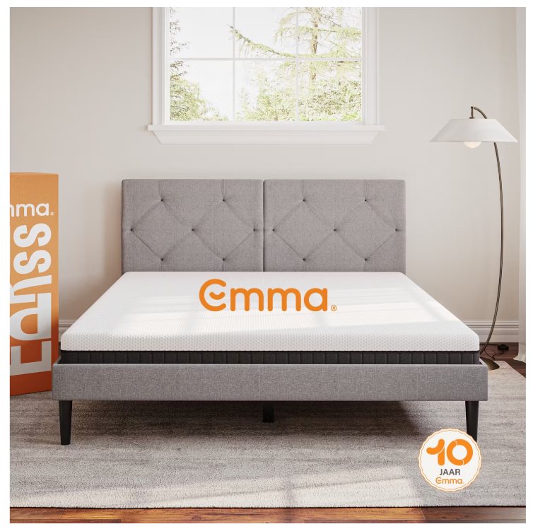 Emma - Matelas Express - 160 x 200 cm - équipé de 7 zones ergonomiques et de ressorts ensachés Aeroflex et d'une housse respirante - pour les dormeurs sur le ventre, le dos et les côtés - Textile blanc et gris