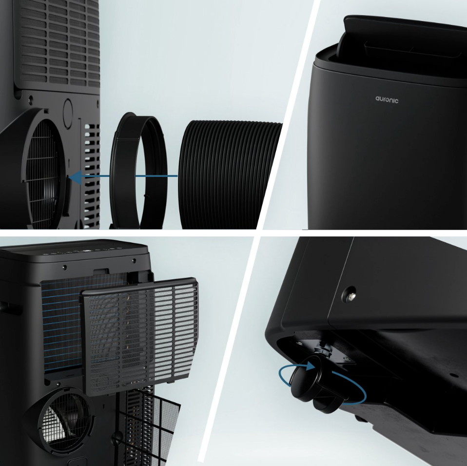 Climatiseur mobile Auronic 12 000 BTU - 4 en 1 - Noir