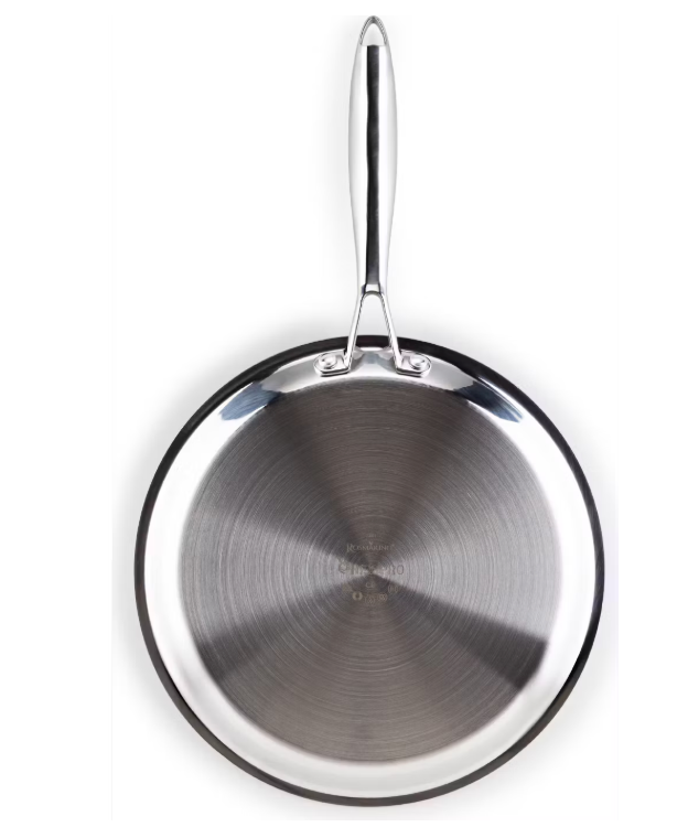 Rosmarino HexaPRO Poêle à crêpes - Structure hexagonale au laser, poignée Stay-Cool et cadre résistant au four - Pour induction et gaz - Acier inoxydable argenté et aluminium - 28 cm