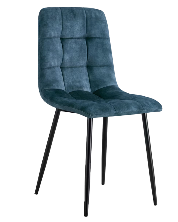 Multifurn - Yerevan Dining Chair - 2 Pieces - Velvet Petrol & Metal - With Armrest & Black Base - Set of 2 - Maximum Comfort & Luxurious Appearance