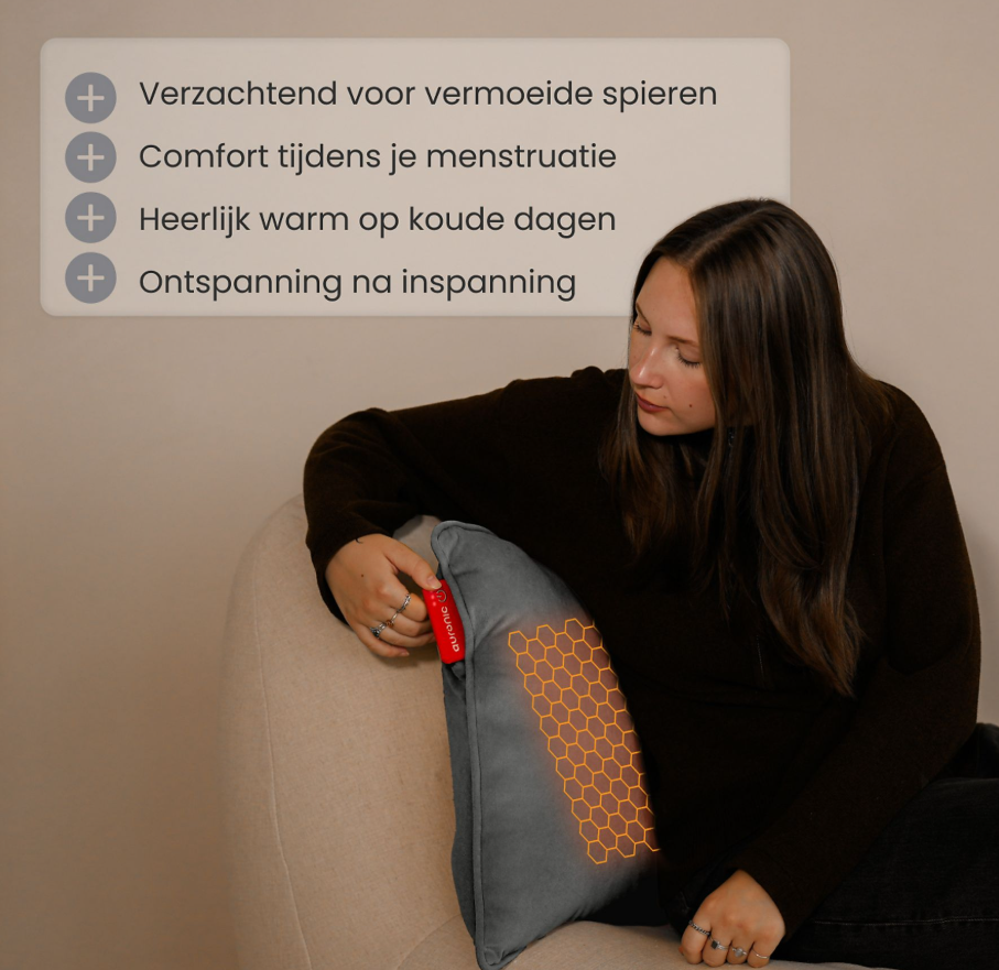 AURONIC AU3543 - Oreiller chauffant en tricot - 45x60 cm - Gris - Rechargeable et sans fil - Infrarouge - Oreiller chauffant extra large