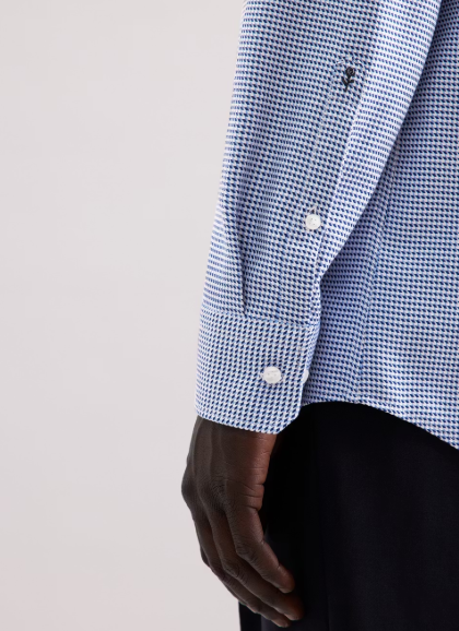 Seidensticker Shirt Regular Fit - Spread Kent |-Mid Blue - Size 42 - 100% Cotton