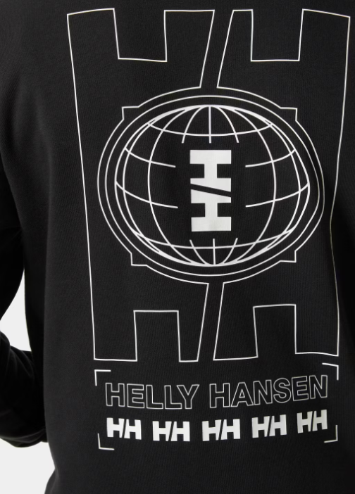 helly hansen core graphic hoodie men - taille M - noir - 80% coton / 20% polyester - regular fit