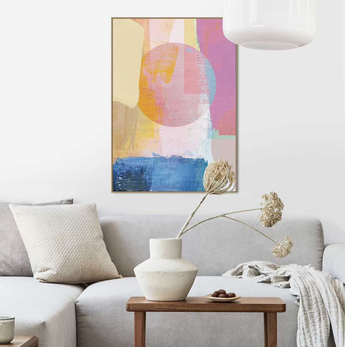 Orange Wallz Abstrait moderne et coloré - Encadré en bois - 70x50 cm