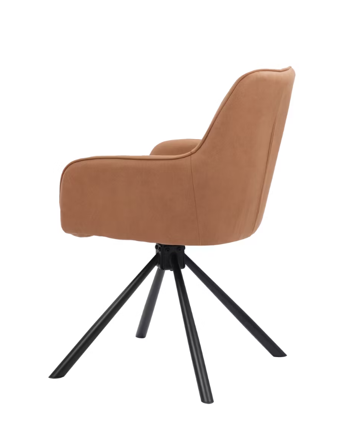 Dutchbone - Chaise de salle à manger pivotante - Lot de 2 pièces et design vintage - équipée d'accoudoirs confortables et d'un cadre en métal - pour la salle à manger et le bureau - cuir PU cognac