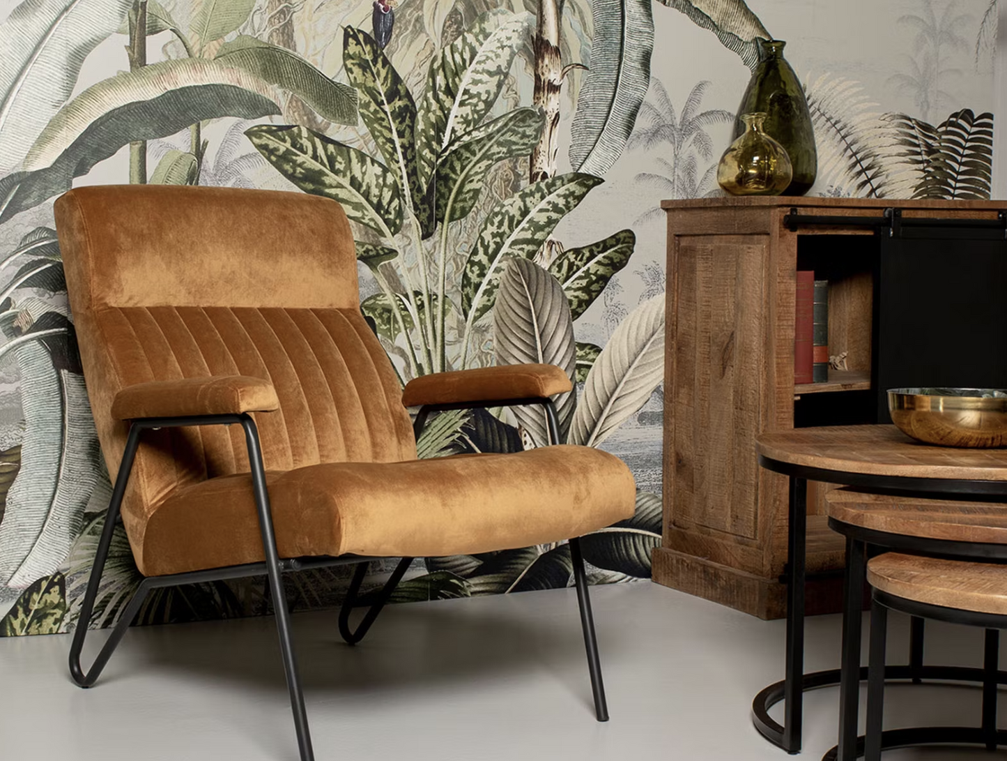 Hsm Collection District set de table basse 3 pièces bois de manguier brun/noir - Ø35 - Ø51 - Ø67 cm