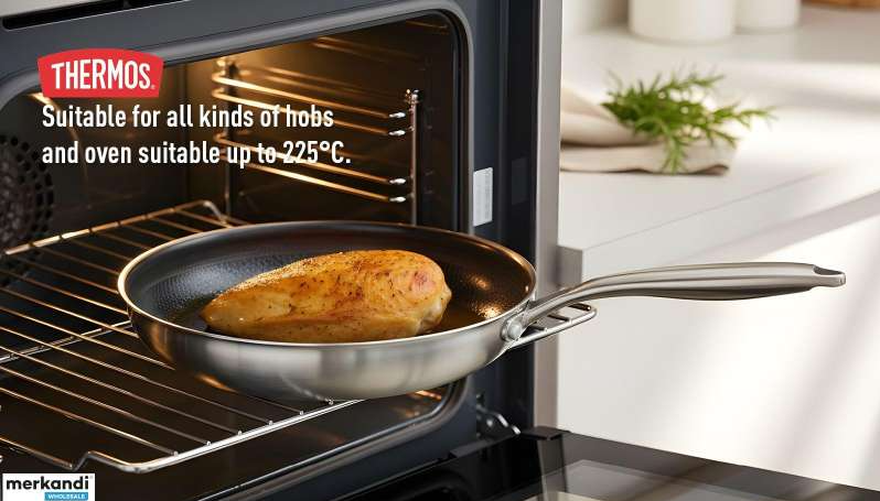 Thermos Thermoclad Poêle à crêpes - 24 cm - Acier inoxydable/Argent - revêtement antiadhésif en céramique sans PFAS