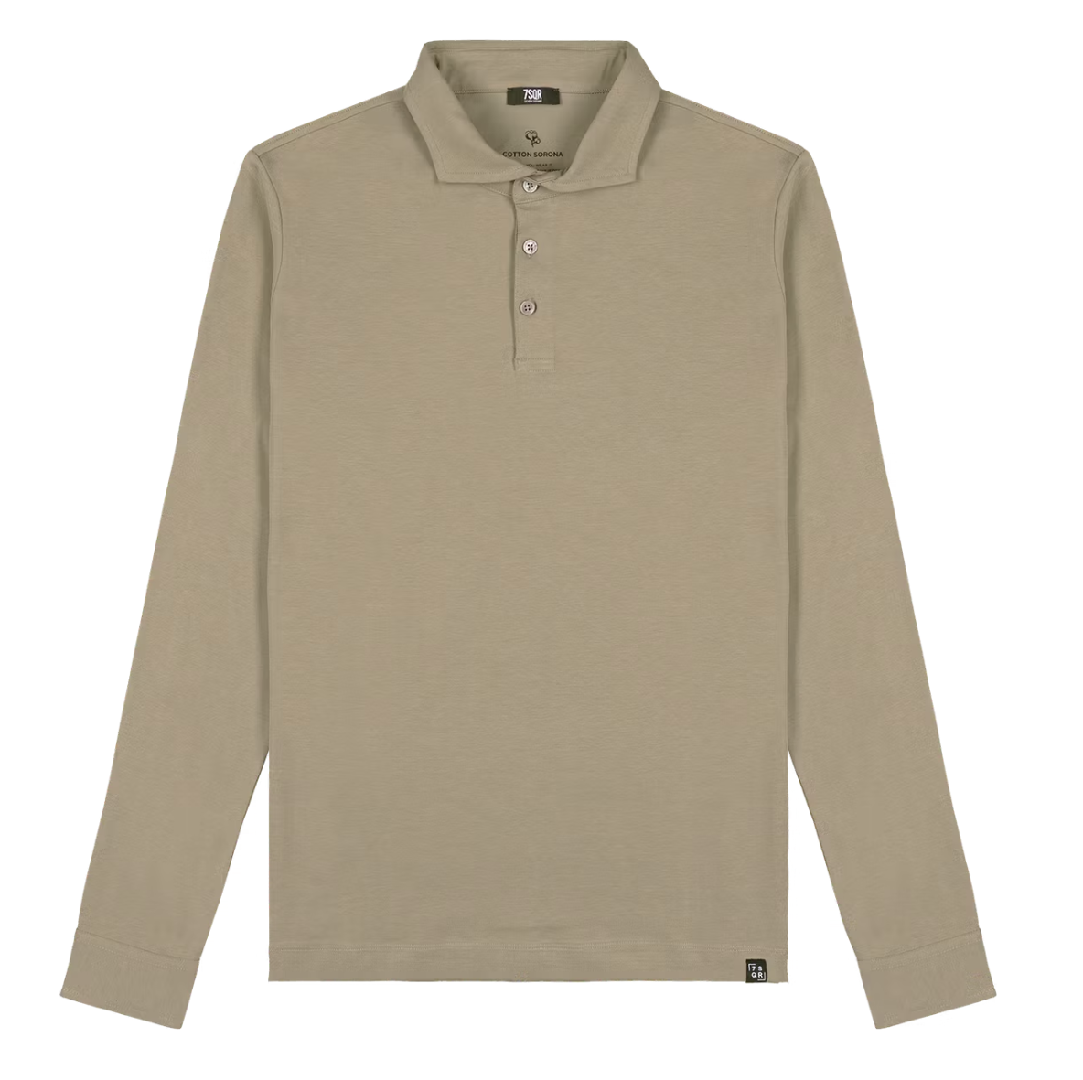 7Square Skyr Polo Long Sleeve - Beach Sand - Size L - Comfortable cotton blend