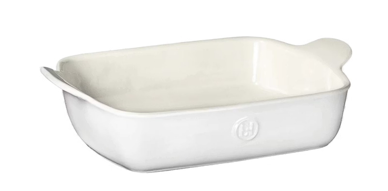 Emile Henry - Plat à four rectangulaire - 41.5 x 26 cm & 3.8 l de capacité - avec distribution uniforme de la chaleur et glaçage résistant aux rayures - pour plats à four et lasagnes - céramique blanche