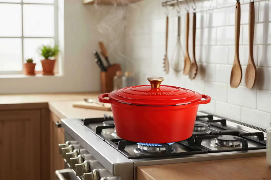 Buccan Cooking - Hammersley - Cocotte en fonte 27 x 21 cm - Ovale - Rouge