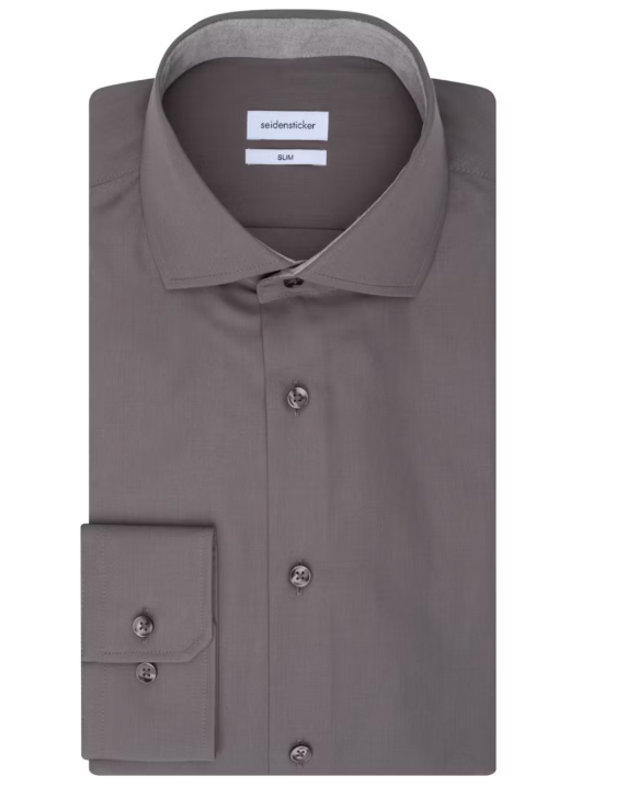 Seidensticker Business Shirt SF Spread Kent - Anthra 665 - Taille 38 - Slim Fit - 100% coton