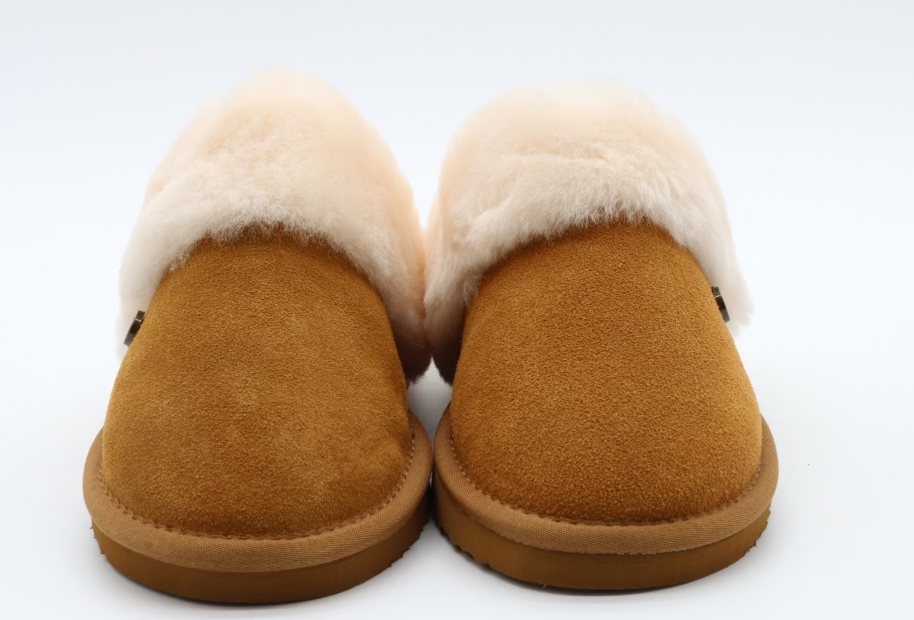 Alpacas Footwear Chaussons 66M0107B - Femme - Taille 43 - Châtaigne - Daim de bœuf et fourrure d'agneau