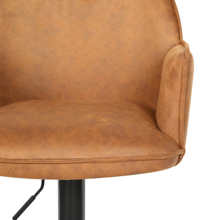 Lot de 2 tabourets de bar Jill - Réglable - Velours/métal - 51x53x96-116 cm - Cognac