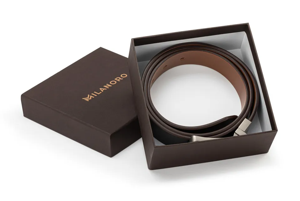 Milanoro - Ceinture élégante en cuir - Avec boucle réversible noir et cognac 2-en-1