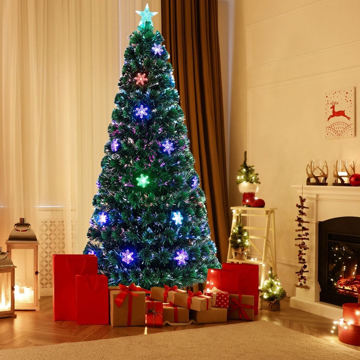 Sapin de Noël Coast - 220 Branches - Lumières Led - 180 x 81cm - Vert