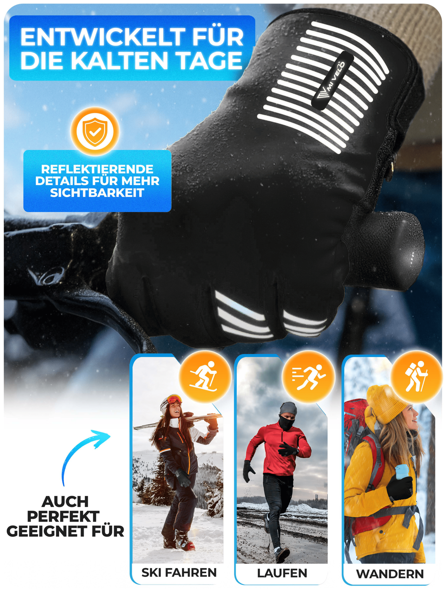 Gants d'hiver Mivelo - Noir - Taille S - Avec 3M™ Thinsulate™ & Thermo-Fleece