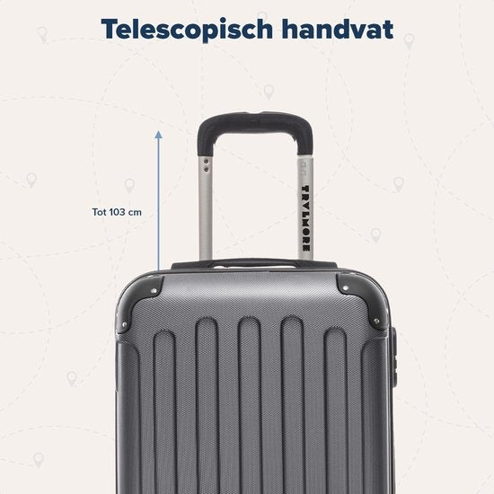 TRVLMORE Bagage à main Valise à roulettes - Serrure à chiffres - 54x36x20cm - 38L - Gris foncé