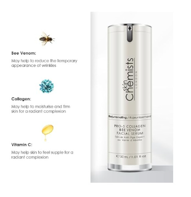 SkinChemists Pro-5 Sérum visage au collagène et au venin d'abeille 30 ml - Acide hyaluronique et miel de manuka