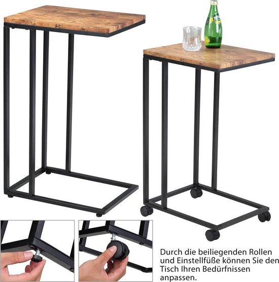Table d'appoint à roulettes Casaria - 50x35x70 cm - Bois Métal Noir