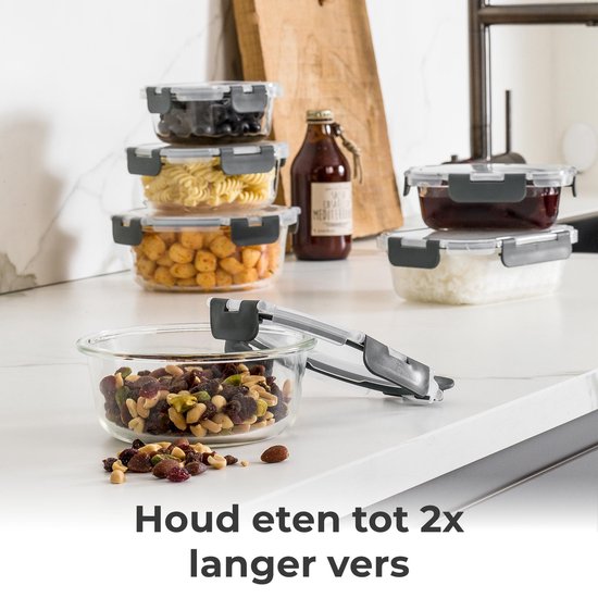 Stosh Freshness Trays - Plateaux pour la préparation des repas - Plateaux de congélation - Verre - 12 pièces - Sans BPA
