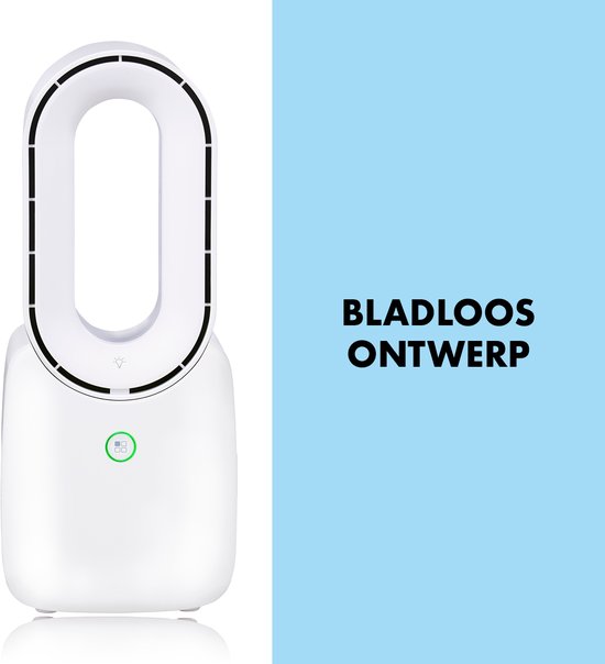 Ventilateur sans pale Lifetime Air - Ventilateur silencieux à trois vitesses - Ventilateur de bureau sans fil - Ventilateur de table avec éclairage d'ambiance LED - Rechargeable par USB-C - Design compact - 5W - Blanc