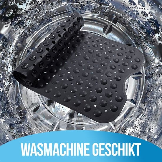 Tapis de bain Avalo / Tapis de douche antidérapant - 100x40CM - Noir - Avec ventouses - Tapis de douche antidérapant pour douche - Tapis de bain