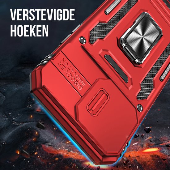 Coque Podec compatible avec l'iPhone 11 Pro, rouge - Coque anti-chocs hybride « Armor » avec support intégré et film de protection d'écran