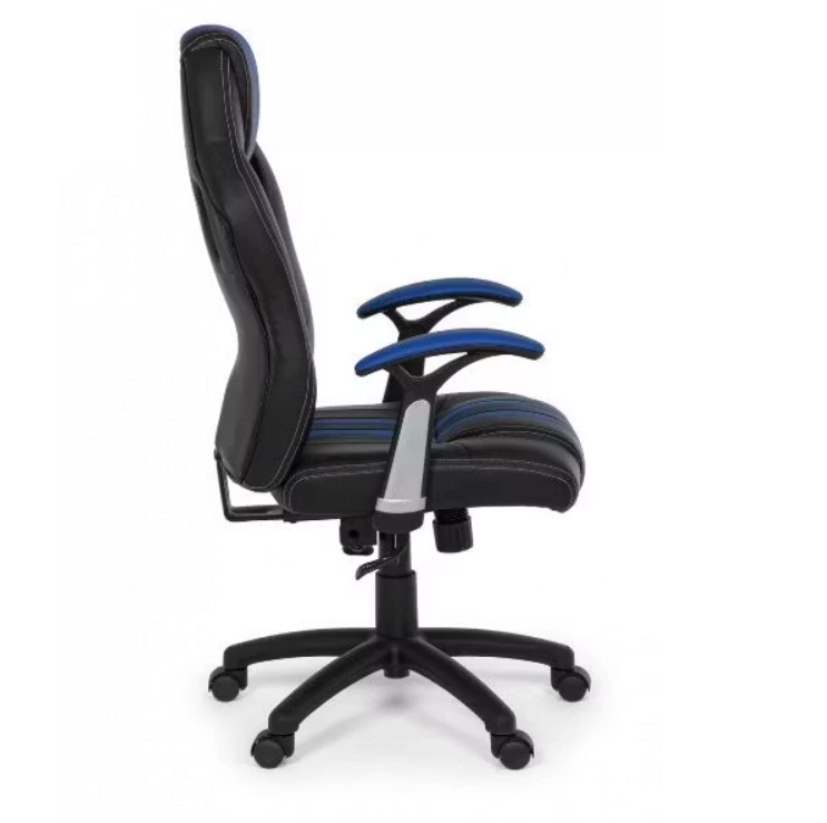 Bizzotto Spider Chaise pivotante - Avec accoudoirs - 64,5 x 63 x 111-121 cm - Noir avec bleu