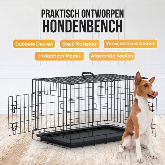 Banc pour chien XXL - Avalo - Cage pliable - 2 portes - 122x74x80 CM