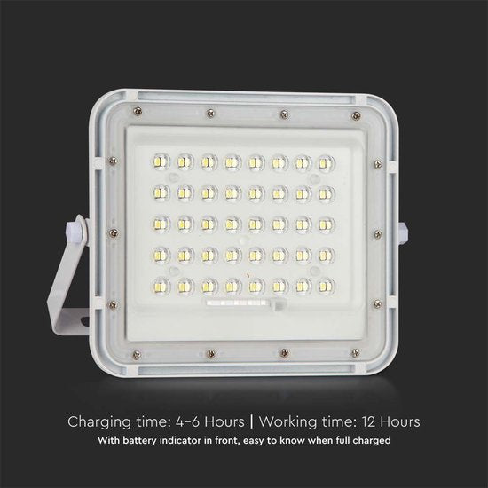 V-TAC VT-40W-W Projecteur solaire | IP65 Waterproof | Blanc | 6W | 400 Lumens | 4000K