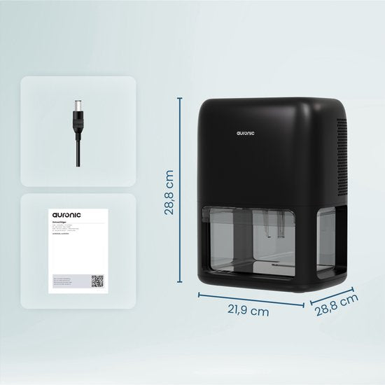Déshumidificateur Auronic Mini - Convient au salon, au bureau, à la chambre à coucher, à la chambre de bébé et plus encore - Silencieux - Noir