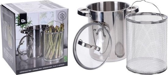 Casserole à asperges - Excellent Houseware - Marmite à asperges - avec couvercle en verre - 4,2 litres