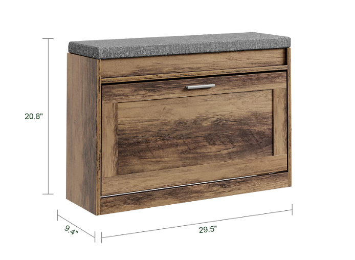 Banc à chaussures SoBuy 75 x 24 x 53 cm - Marron - Avec 2 étagères coulissantes et un siège