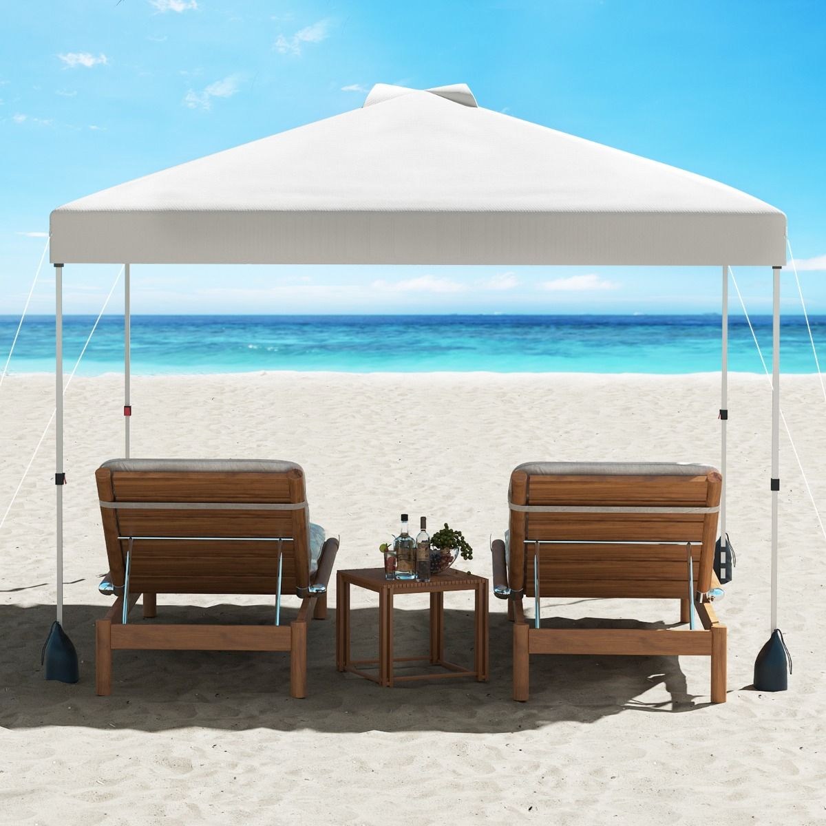 Pavillon de jardin éphémère Coast - 3 x 3 m - paroi latérale amovible - blanc